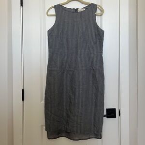 Merona Gray Striped Linen Midi Dress